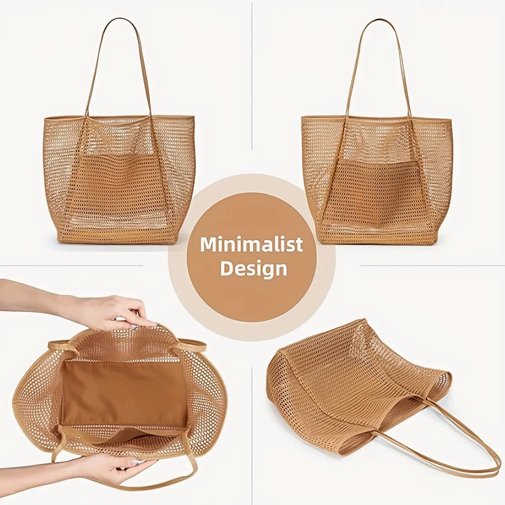 Beach Tote Bag - Durable Shoulder Bag with Open Top for Travel, Shopping