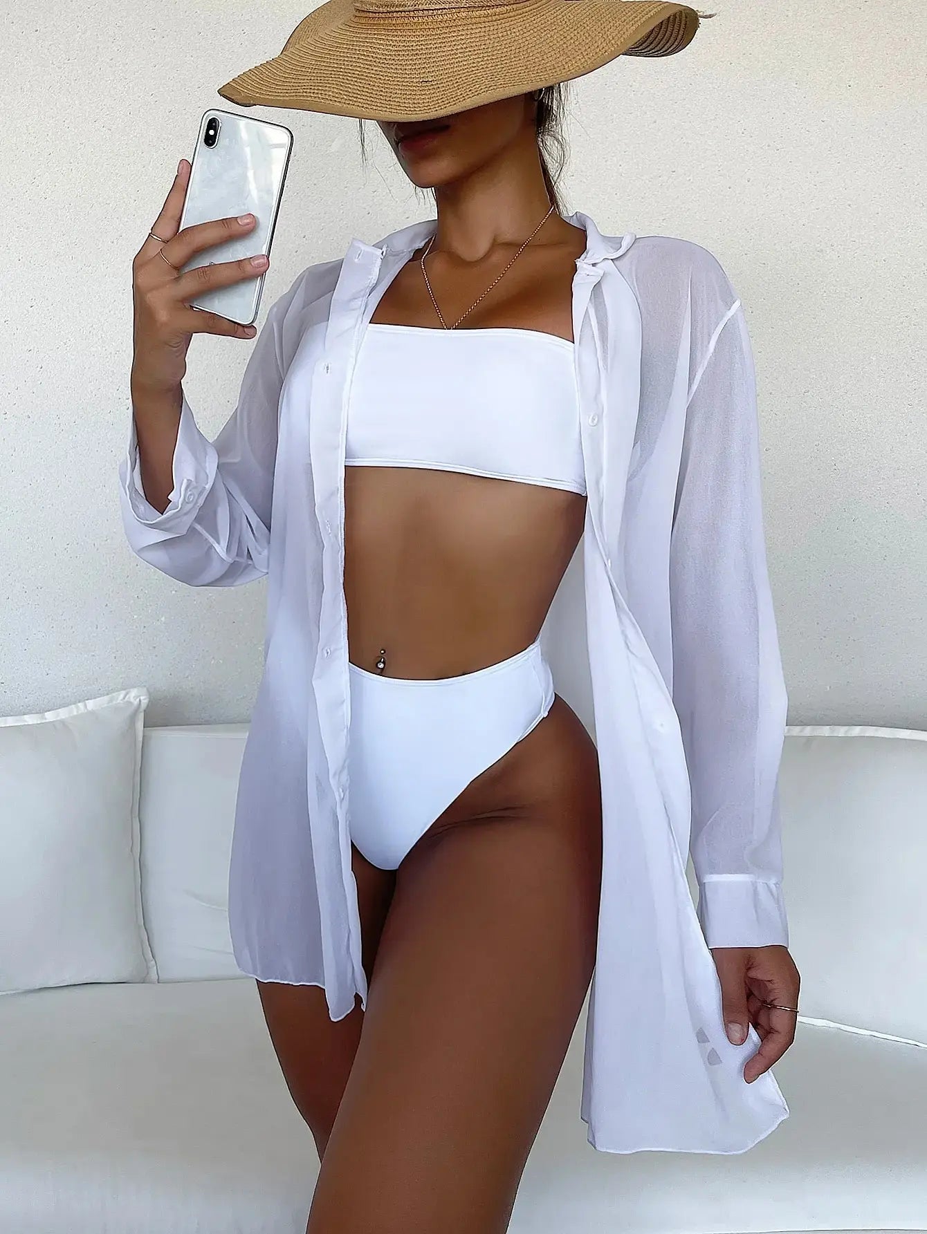 Beach Cover Up Women Long Sleeve Tunic Dress 2026 Swimsuit Swimwear Bathing Suit