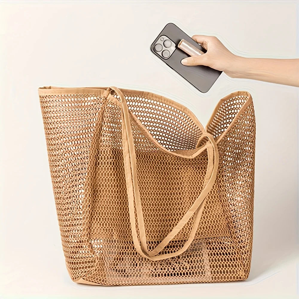 Beach Tote Bag - Durable Shoulder Bag with Open Top for Travel, Shopping