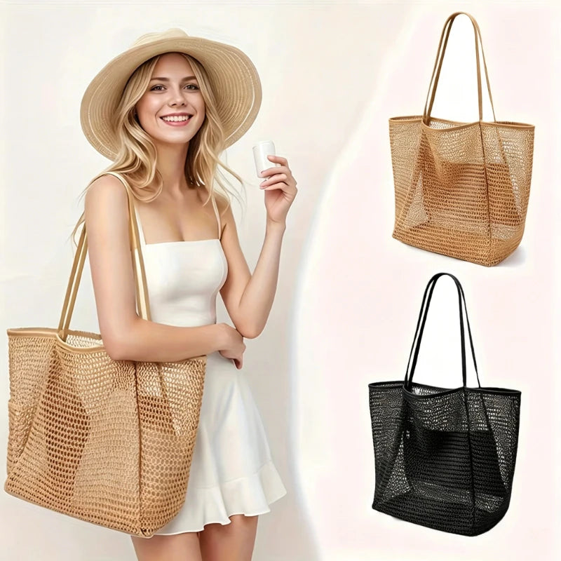 Beach Tote Bag - Durable Shoulder Bag with Open Top for Travel, Shopping