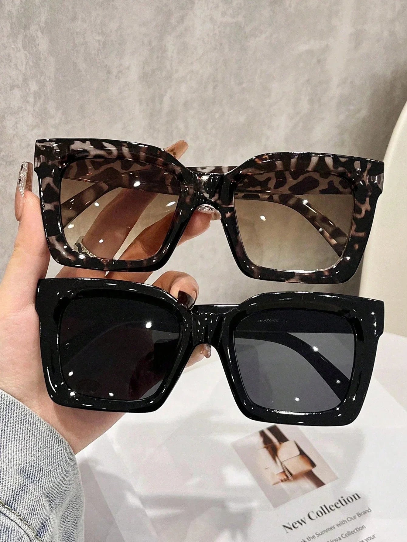 1/2Pcs Retro High-Quality Square Large-Frame Fashion Glasses, Suitable for Both Men and Women, Ideal for Driving and Daily Wear