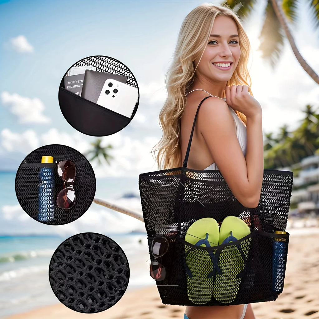 Beach Tote Bag - Durable Shoulder Bag with Open Top for Travel, Shopping
