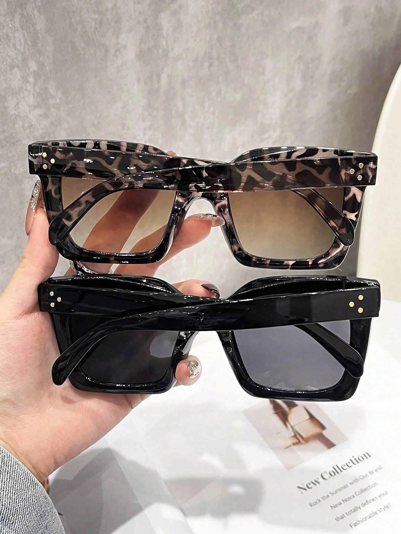 1/2Pcs Retro High-Quality Square Large-Frame Fashion Glasses, Suitable for Both Men and Women, Ideal for Driving and Daily Wear