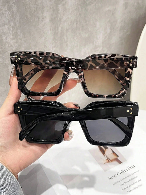 1/2Pcs Retro High-Quality Square Large-Frame Fashion Glasses, Suitable for Both Men and Women, Ideal for Driving and Daily Wear