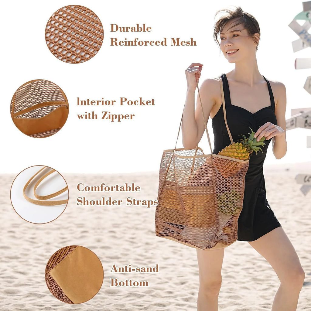 Beach Tote Bag - Durable Shoulder Bag with Open Top for Travel, Shopping